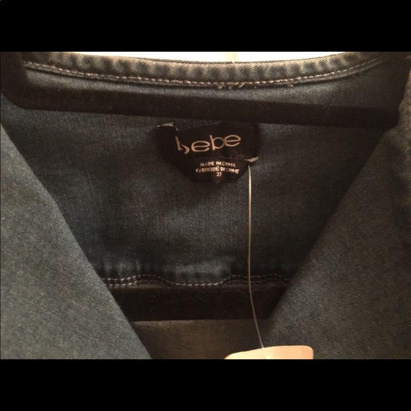 BEBE Asymmetrical Moto Denim Romper - Picture 6 of 7